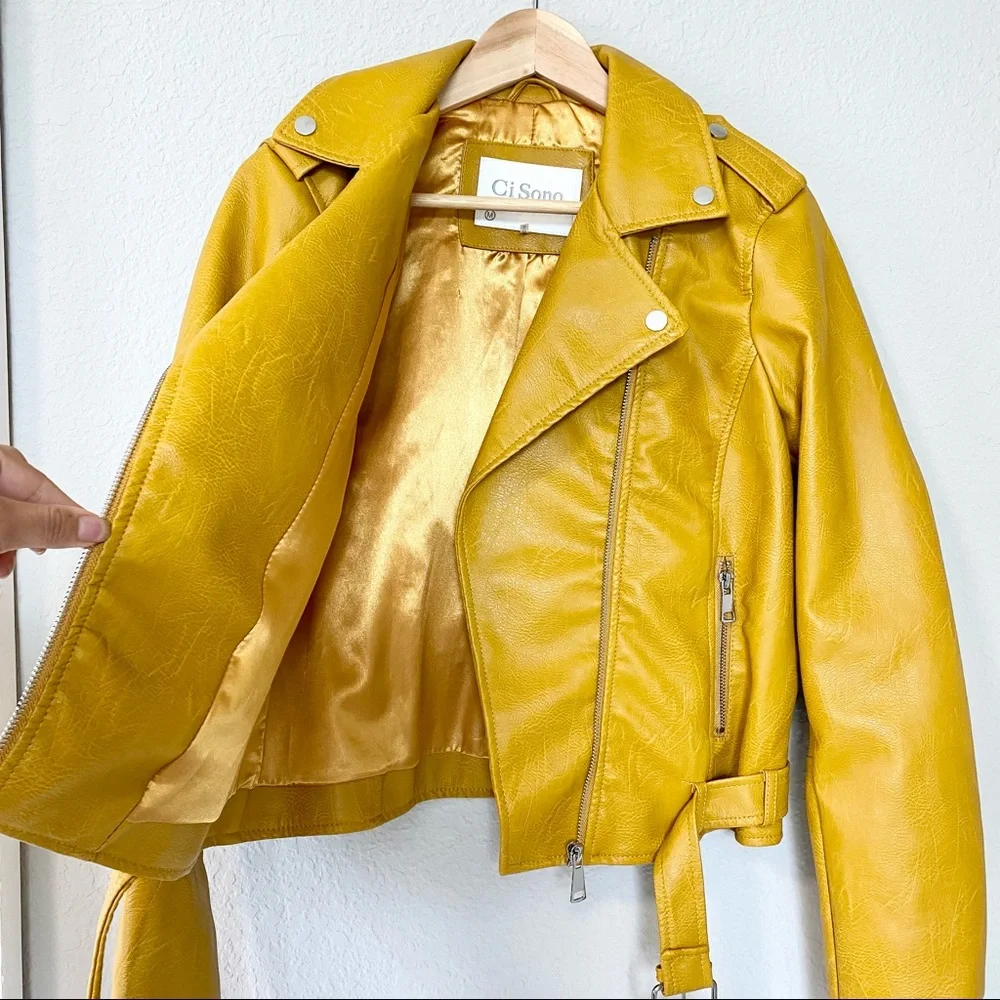 Mustard Faux Leather Jacket - Picture 6 of 9